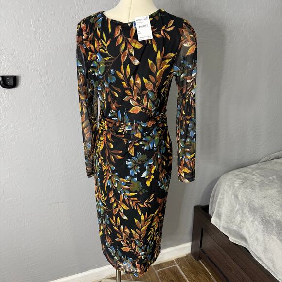 Connected Apparel Long Sleeve Mesh Wrap Midi Dress, Spice, 12 - Picture 2 of 6